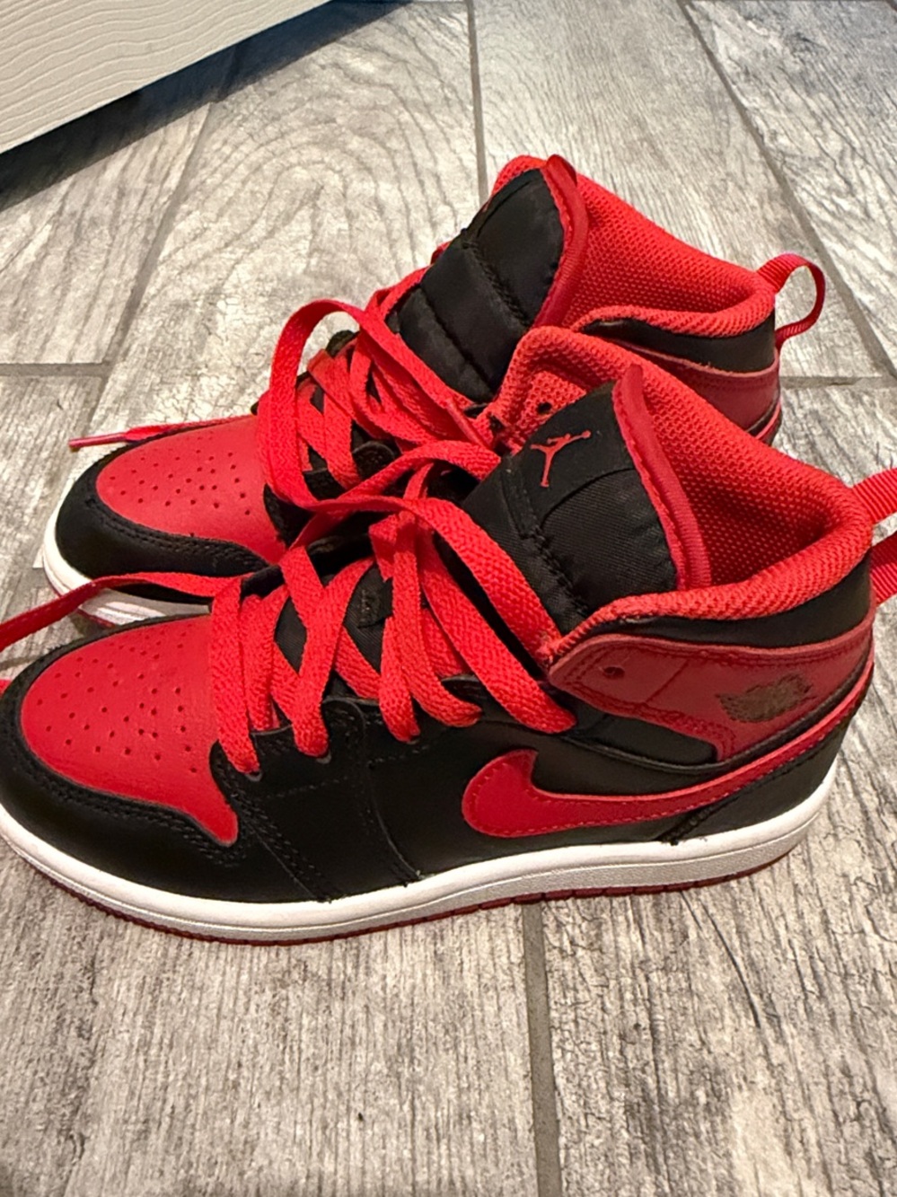 Jordan Kids Red and Black High-Top Sneakers